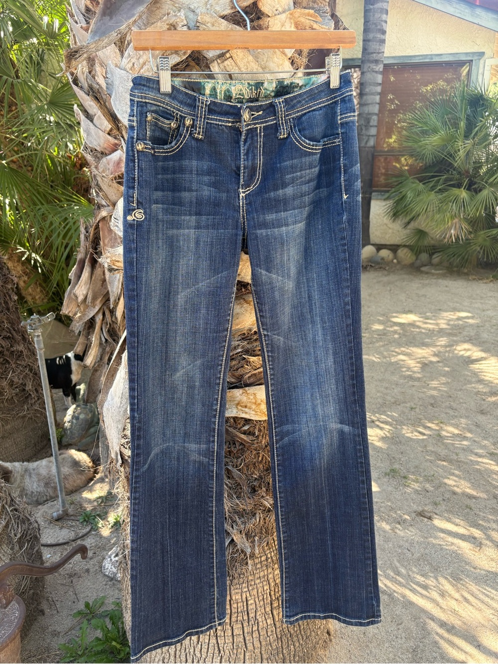 Adiktd Dark Blue Boot Cut Jeans with Contrast Stitching